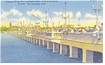 St Petersburg FL Pier Fishing Linen Postcard p9017