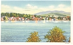 Lake Placid  NY Mirror Lake  Linen Postcard p9267