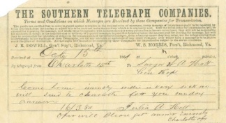 Telegram Sent to Surgeon of the Stonewall Brigade (Image1)