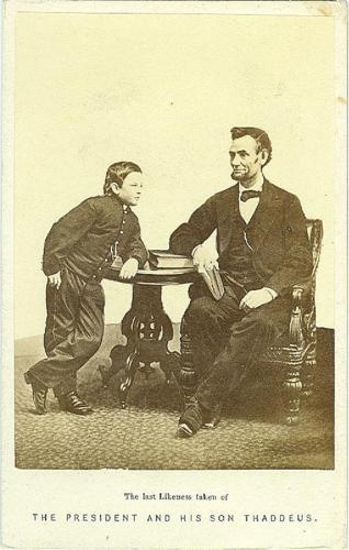 CDV, President Abraham Lincoln & Son Tad (Image1)