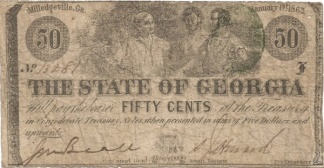 1863 State of Georgia 50 Cents Note (Image1)