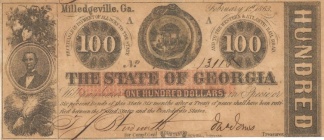 1863 State of Georgia $100 Note (Image1)