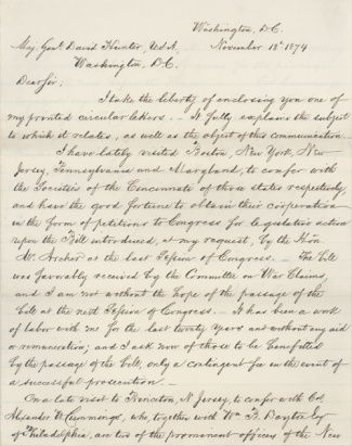 Letter To Civil War General David Hunter