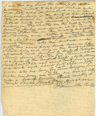 1842 Writ To Levy Property In Richmond County, Georgia
