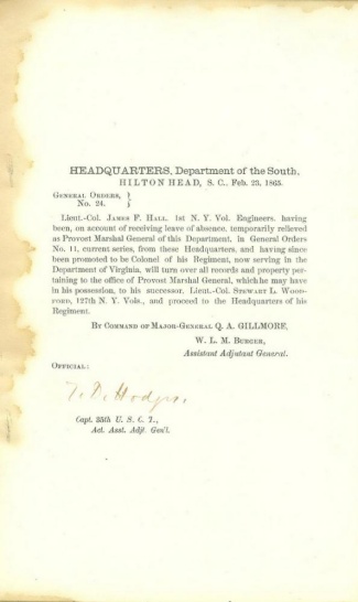 Orders Issued by General Gillmore, Department of the South (Image1)
