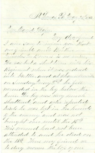 Letter to Soldier in the 158th Pennsylvania Infantry (Image1)